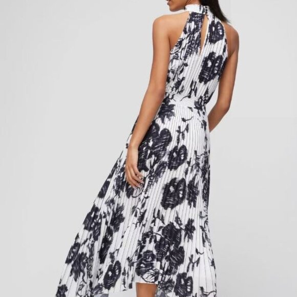 White House Black Market Sleeveless Halter Pleated Midi Dress - Picture 4 of 6